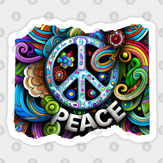 Rainbow PEACE Symbol Sticker by AI Art Originals